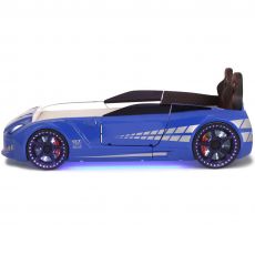 Дитяче ліжко машина GTR Blue 190х90 см з підсвіткою, музикою, шкіряний салон, пультом